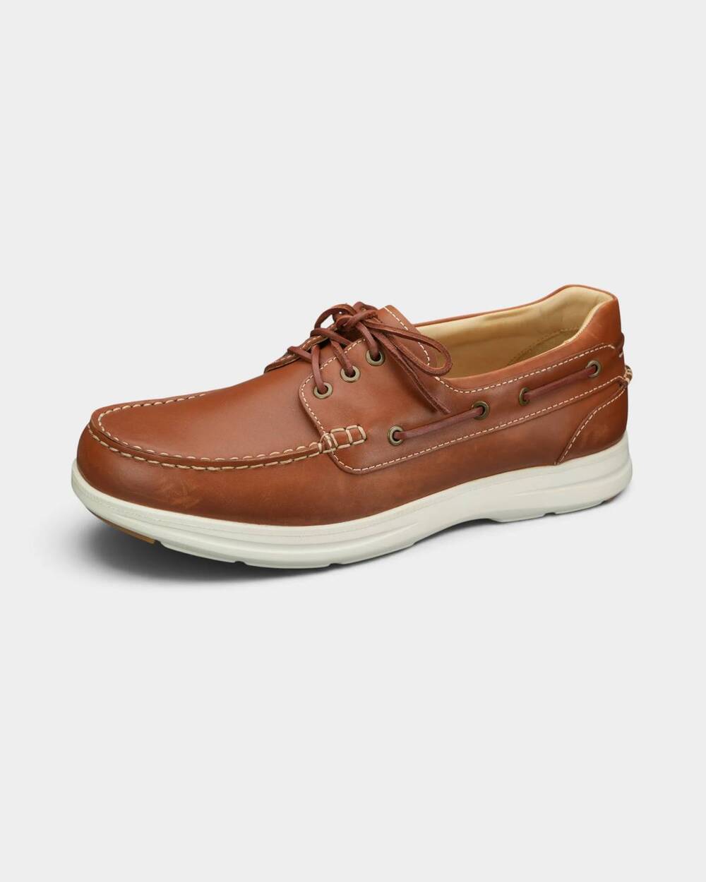 NEW SAMUEL HUBBARD men's new endeavor boat shoe in cognac